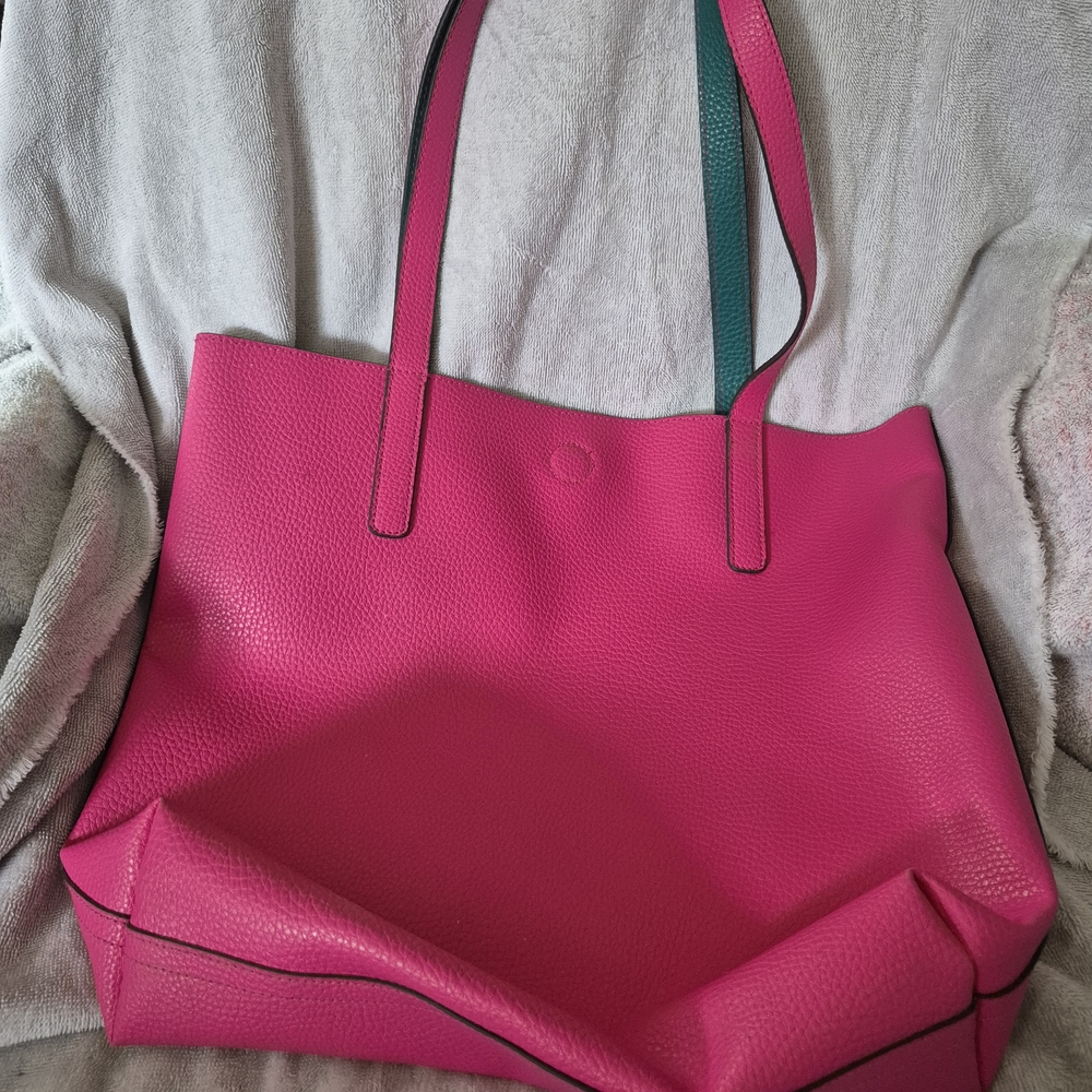 Pink Leather Tote Bag